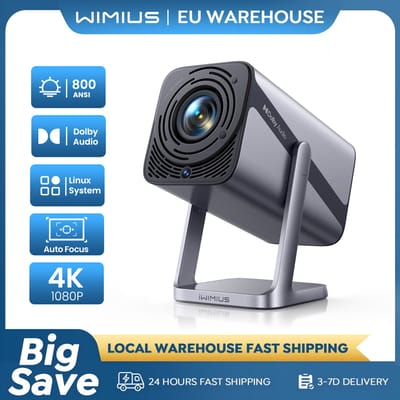 Wimius 4k-projector Officiële Netflix 800ANSI Autofocus/Keystone FHD 1080p WIFI 6 Bluetooth5.2 Dolby 360 °   Draai thuisbioscoop