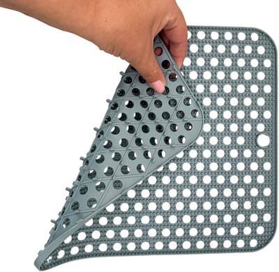 HEM Afdruipmat Keuken 29,5x26 cm – Antislip Siliconen Afdruipmatje – Licht Blauw – Afdruiprek Gootsteen – Afwasmat Camping – Waterdoorlatend & Makkelijk Schoon te Maken
