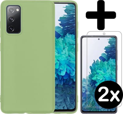 Hoesje - Met 2x Screenprotector - Geschikt voor Samsung Galaxy S20 FE - Sterk & Shockproof - Telefoon Hoes - Back Cover - Siliconen Case - Telefoonhoes - Groen