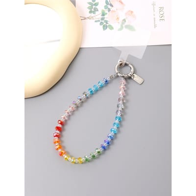 Dopamine Regenboog Kristal Crossbody Ketting, Niche Instagram Pols Stijl Mobiele Telefoon Hanger Met Een Transparante Kaart Other white