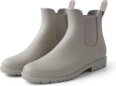 Geweo Regenlaarzen - Wellington Chelsea Laarzen - Kerstmis - Kerstfeest - Christmas Gift  - Middelhoge Schoen - Kort Boots - Waterdichte - Dames - Grijs - Maat 38