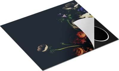 Chefcare Inductie Beschermer Boeket met Verschillende Mooie Bloemen - 60x50 cm - Afdekplaat Inductie - Kookplaat Beschermer - Inductie Mat