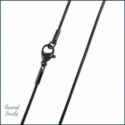 Aramat Jewels | Halskettingen | Zwarte Ronde Slangenketting Staal - Soepele Snake Chain Ketting | 1.5mm / 55cm |55cm |1,5mm | Staal | Volwassenen | Verkleurd niet
