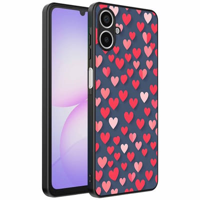 Geschikt voor Samsung Galaxy A07 Telefoonhoesje met Roze en Rode Hartjes Opdruk - TPU Backcover Case With Rosé and Red Heart Design - Smartphonica geschikt voor Samsung Galaxy A07