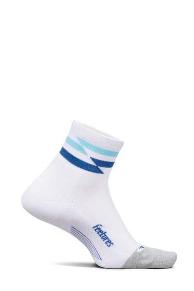 Feetures - Elite Light Cushion Quarter - White Track - Wit-Blauw / MEDIUM