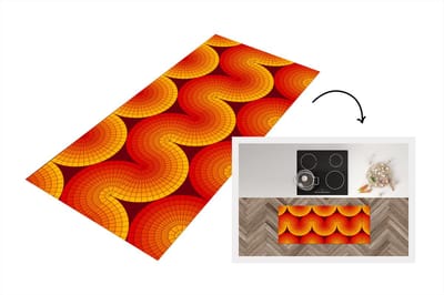 Keukenloper 120x50 cm - Keukenmat vinyl Design - Retro - Rood - Abstract - Keukenmatten loper - Keuken vloerkleed tapijt