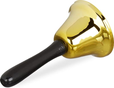 New Age Devi - 1 x tafelbel goud - handbel - schoolbel - houten handvat - bel