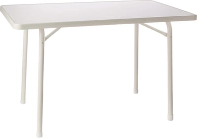 Inklapbare tuintafel 115 x 70 cm met marmerdecor en wit stalen frame