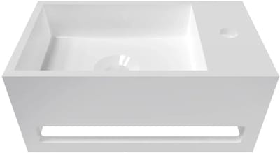 DutchLine - Solid.Surface Fontein Met Handdoekrek - Mat Wit Rechts - 356x203x159mm