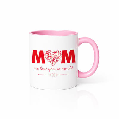MOM We Love You So Much Mok - Roze en Wit - Lief Moederdag Cadeau - Keramische Koffiemok