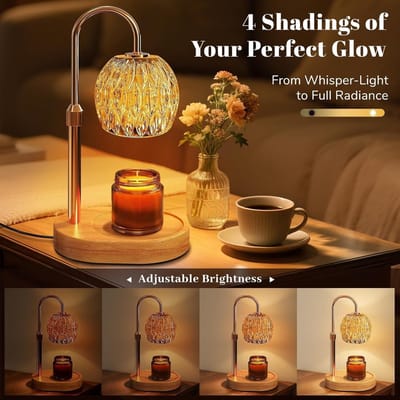 Candle Warmer Lamp with Timer Dimmer, Adjustable Height Wax Melting Lamp for Jar Candles, Aesthetic Vintage Home Decor for New Home Warming, Gift for Women Birthday Christmas