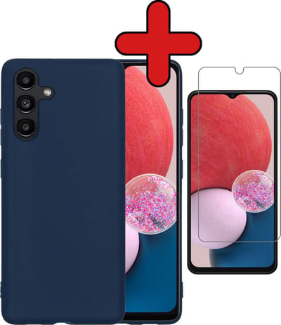 Hoesje - Met Screenprotector - Geschikt voor Samsung Galaxy A13 5G - Sterk & Shockproof - Telefoon Hoes - Back Cover - Siliconen Case - Telefoonhoes - Donkerblauw