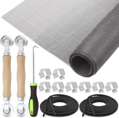 14-delige Screen Repair Kit voor Vervanging en Installatie van Raamnetten met Clips en Spline