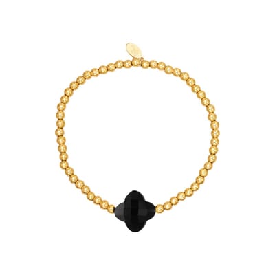 Bijoutheek Armband (sieraad) Elastiek Klaver Zwart