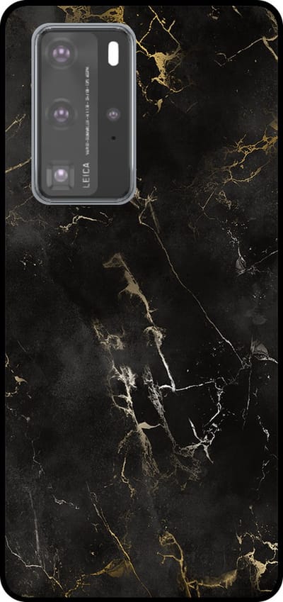 Smartphonica Telefoonhoesje Geschikt voor Huawei P40 Pro met marmer opdruk - TPU backcover case black marble design - Zwart geschikt voor Huawei P40 Pro