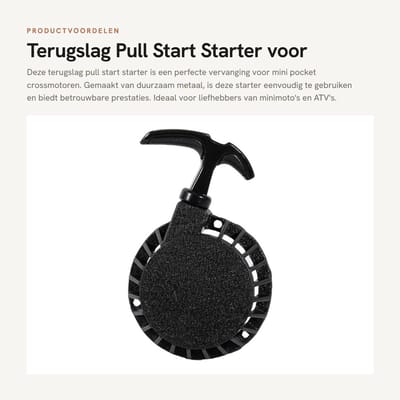 Dailygoods- Pull Start Starter - Vervangingsonderdeel - Geschikt voor Pocket Bikes/Minimoto - Aluminium - Makkelijk te trekken - Afmetingen 14,2 x 9,5 cm - Trekstarter