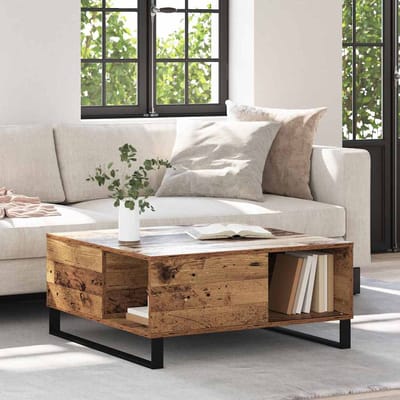 vidaXL - Salontafel - Oud - Hout - 80 - x - 80 - x - 36,5 - cm - Bewerkt - hout