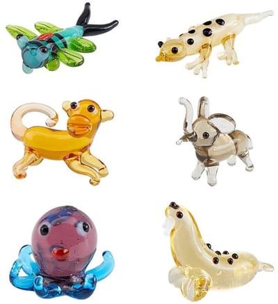 Dierenfiguur 6 Stijlen - Mondgeblazen Glas - Miniatuur Beeldjes - Dierdecor - Verzamelstukken - Glaskralen - Glazen Beeldjes