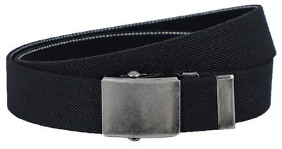 Landley Elastische Canvas Riem met Metalen Schuifgesp - Stretch - Koppelriem - Dames / Heren - Unisex - Zwart - Lengte totaal 100 cm / Riemmaat 85
