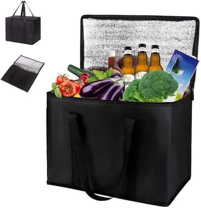 Opvouwbare koeltas - Met bodempaneel - 41 x 26 x 33 cm Grote geïsoleerde tas - Draagbare herbruikbare geïsoleerde boodschappentas - Geïsoleerde tas voor kamperen, picknicken, winkelen, auto, barbecue