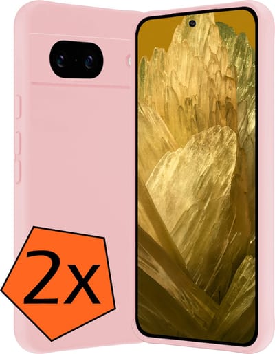 Hoes - 2 Stuks - Geschikt voor Google Pixel 8a - Sterk & Shockproof - Case Siliconen - Back Cover - Telefoon Hoes - Lichtroze