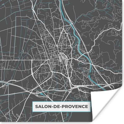 Poster Frankrijk - Salon-de-Provence - Plattegrond - Kaart - Stadskaart - 100x100 cm XXL