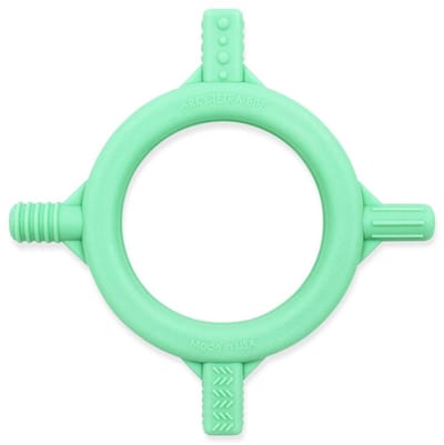 ARK Therapeutic bijtspeeltje baby Tetra-Bite turquoise stevig kunststof.