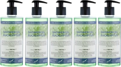 Douchegel Eucalyptus 500 ml - set van 5 stuks - met gratis pomp - Showergel
