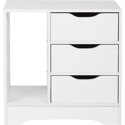 Table de Chevet Moderne Commode à 3 Tiroirs Meuble de Chambre (blanc) blanc