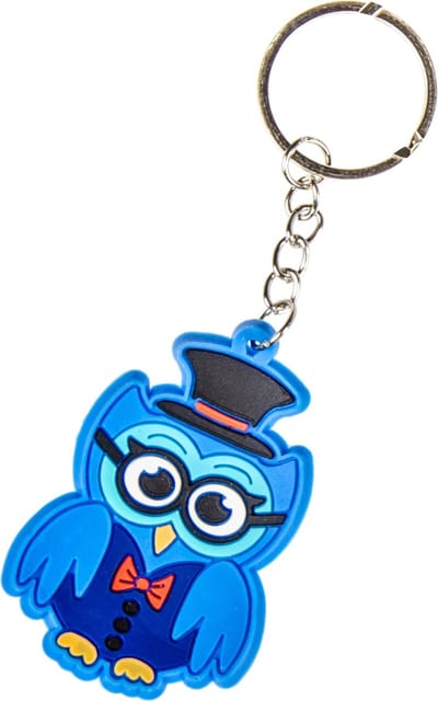 Lg-imports Sleutelhanger Uil Junior 3,5 Cm Rubber Blauw