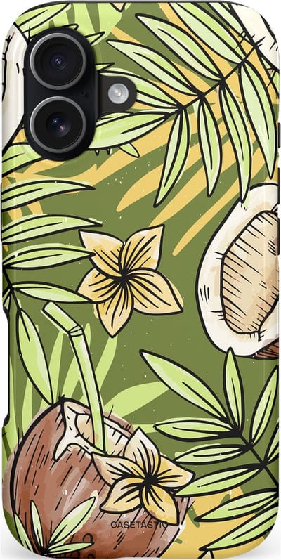 Casetastic hoesje geschikt voor Apple iPhone 17 - MagSafe - Dubbellaagse bescherming - Kokos Chill - Fashion Case - Beige Saliegroen Donkergrijs Goud