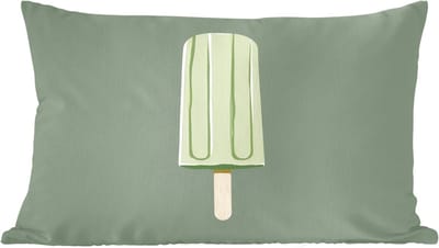 Sierkussens - Kussentjes Woonkamer - 60x40 cm - Groen - Waterijsje - Stokje - Illustratie