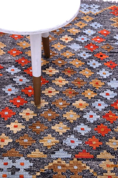 Kleurrijk Tapijt Laagpolig Handgeweven Wollen Vloerkleed - Koho Afghan Kelim 121x79 - 121x79cm- Modern - Woonkamer - Salon - Slaapkamer - Eetkamer