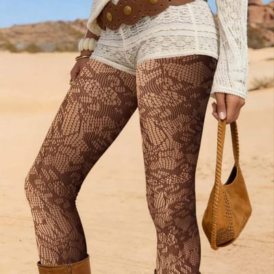 Dames Koffie Zonnebloem Visnet Panty's Comfortabel Mode Sexy Doorzichtig Leggings Voor Buiten Straatkleding L
