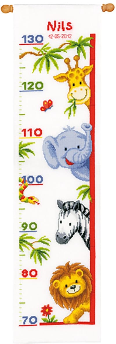 Vervaco - Telpakket kit - Geboorte - Groeimeter - Kiekeboe! - PN-0011913 - Borduren - Borduurpakket - Borduurpakket geboorte - Borduurpakket volwassenen
