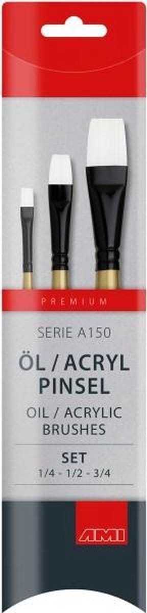 Olie- acrylverf penseelset A150 3 stuks
