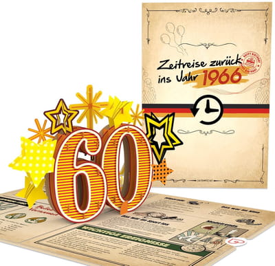 Dailygoods- Pop-Up Kaart Grappige 3D Verjaardagskaart 60e Verjaardag - Verjaardagskaart met Envelop - Verjaardagskaart Mannen/Vrouwen - Cadeaukaart 60 Jaar - Verrassingseffect 12 x 17,5 cm