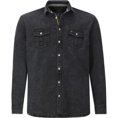 Jan Vanderstorm herren Denim Overhemd - 41/42 - zwart - Plus Size
