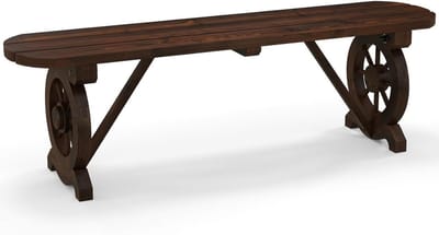 Tuinbank Hout - Parkbank Buiten - Ontspannen in de tuin - Charmant Wielontwerp - 120 x 28 x 37 cm