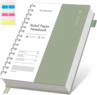 Lijnschrift Notitieboek A5 Spiraalgebonden, 300 Pagina's, 100gsm Zuurvrij Papier, Waterdichte Softcover voor School en Werk