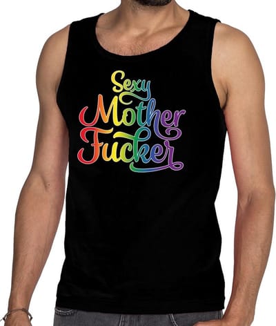 Gaypride sexy mother fucker tanktop/mouwloos shirt - zwart regenboog homo singlet voor heren - gaypride S