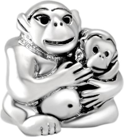Quiges - 925 - Zilveren - Bedels -Sterling zilver - Beads - Aapjes Kraal Charm - Geschikt – voor - alle bekende merken - Armband Z140