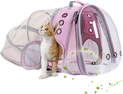 Dieren Rugzak - Reistas Huisdier - Reizen met Huisdier - Dubbel Uitklapbaar - Tot 10kg - Roze