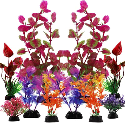 Allecto - Aquariumdecoraties - Kleurrijke Plastic Planten - Onderhoudsvriendelijk - 10 Stuks - Decoratie voor Aquaria - Geschikt voor Binnen