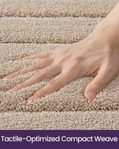 Famanu - Beige badkamermat 50 x 81 cm, absorberend en antislip, wasbaar microvezel tapijt