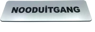 Deurbordje met tekst Nooduitgang incl. 3M-tape plakstrip - Namengigant Deur Tekstbordje - Deur - incl. 3M-tape plakstrip - Bordje - RVS Look - 150 mm x 50 mm x 1,6 mm - 5 jaar Garantie