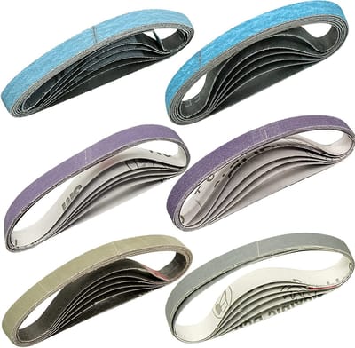 Dailygoods- Schuurband Vervangingsset 36 Stuks - Schuurbanden 1/2" x 12" - Korrels 80/120/240/400/1000/2500 - Voor Werkmessen - Scherpe Riemen - Schuurpapier