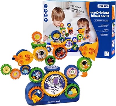 Tandwielen Bouwstenen - Educatieve Bouwset - STEM Leren - Interactief Tandwielsysteem - 34.5 x 26 x 8 cm - Multicolor