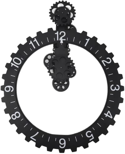 Allecto - 3D Mechanische Tandwielklok - Wandklok - Strak Ontwerp - Zwart - Bewegende Klok - Voor Thuis en Kantoor - 40,5 cm