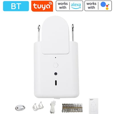 1PC Tuya BT Intelligente Gordijnmotor Elektrische Gordijnrobot Automatische Opener Geen Bedrading Ondersteuning 1pc wit
